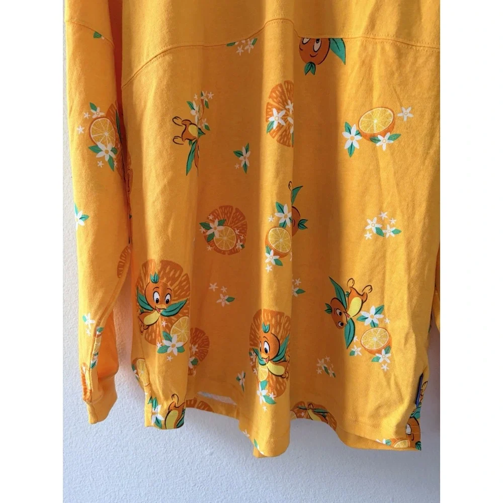Disney Parks Orange Bird Spirit Jersey Long Sleeve Yellow All Over Print Size L